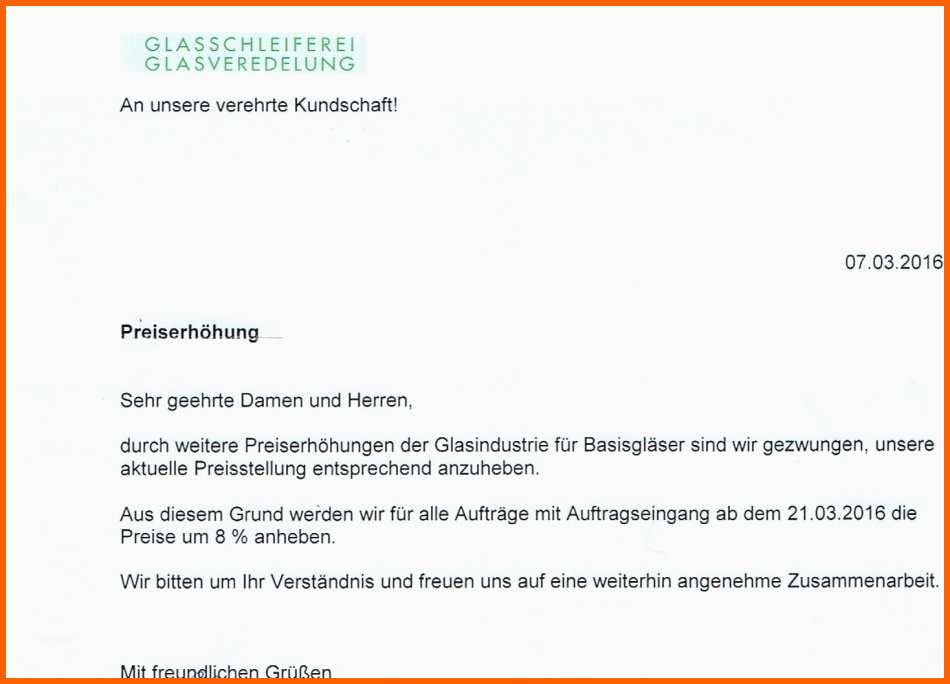 Spezialisiert Sinnvoll Musterschreiben Preiserhöhung Dienstleistung