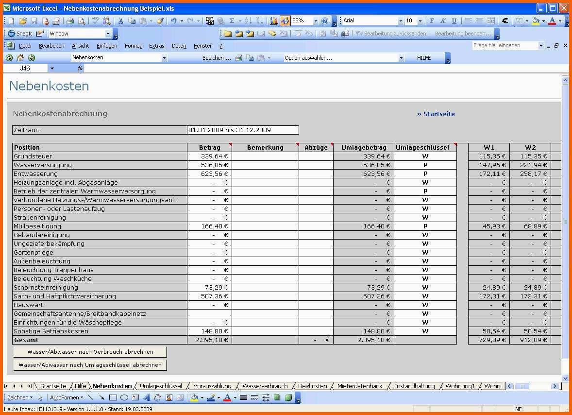 Überraschen Nebenkostenabrechnung Mit Excel Vorlage Zum Download