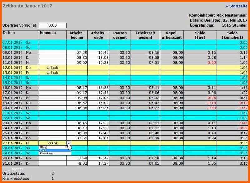 Überraschen Zeiterfassung Kostenlos Excel Vorlage Luxus