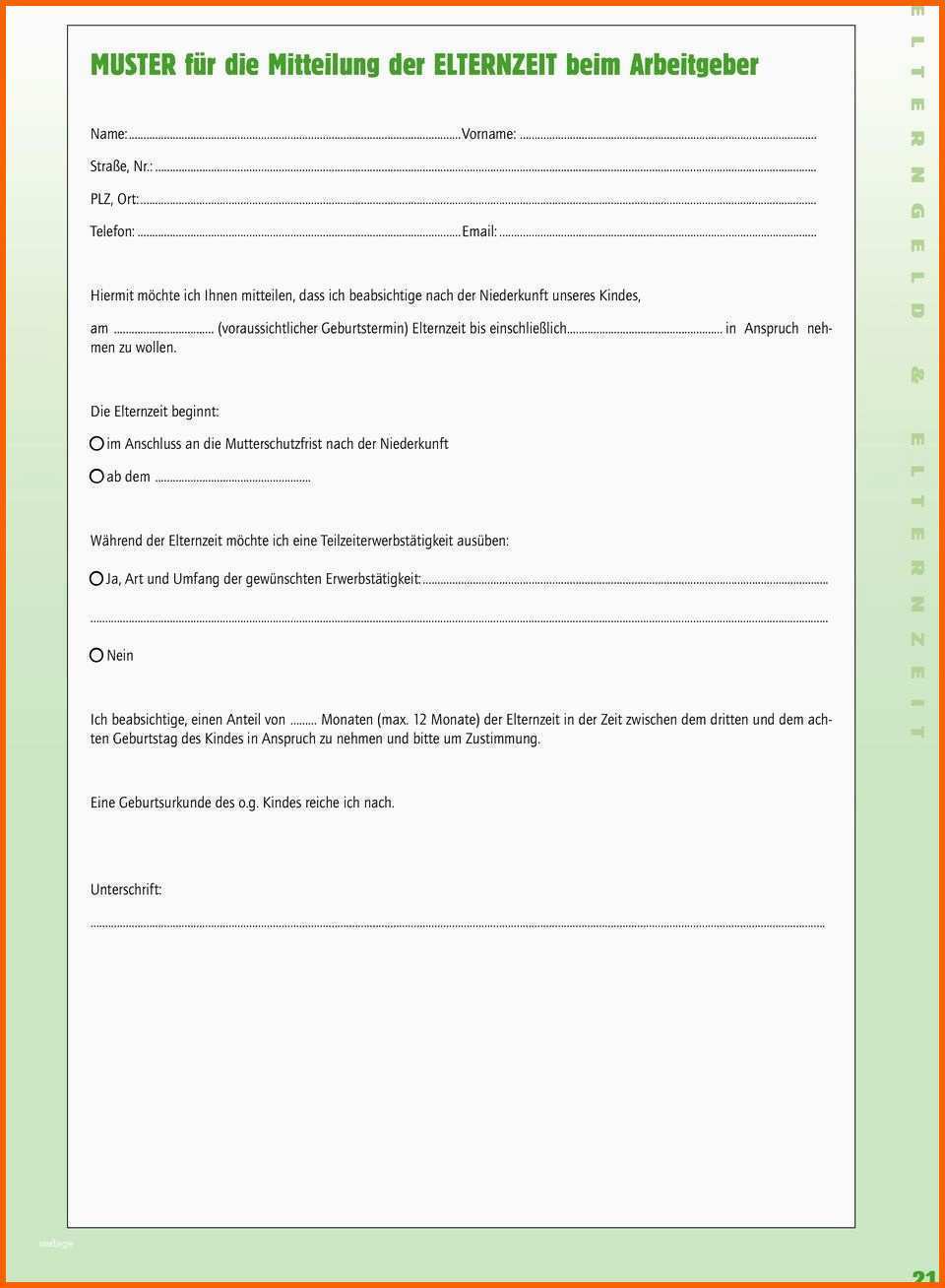 16 antrag elternzeit arbeitgeber muster kostenlos