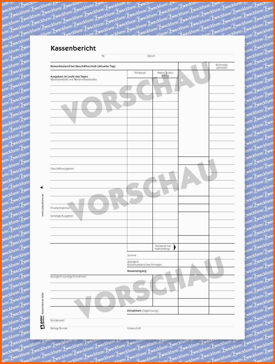 Ungewöhnlich Kassenbericht Muster formular Zum Download