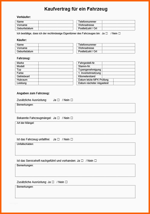 Unvergesslich Kaufvertrag Auto Vorlage Word Schweiz