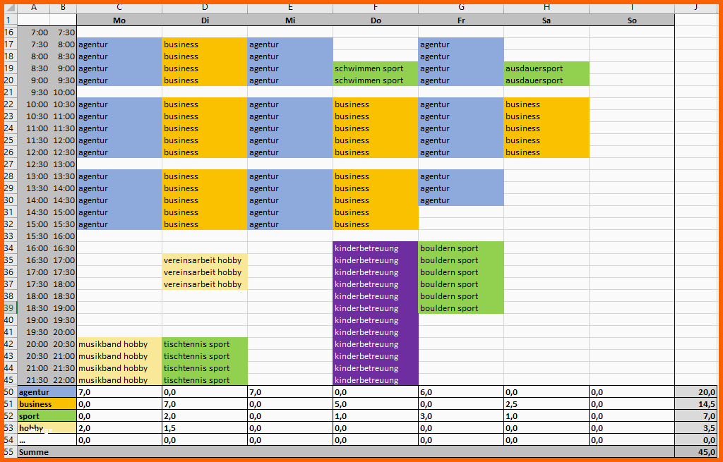 Wunderschönen Excel Vorlage Wochenplan Pierre Tunger