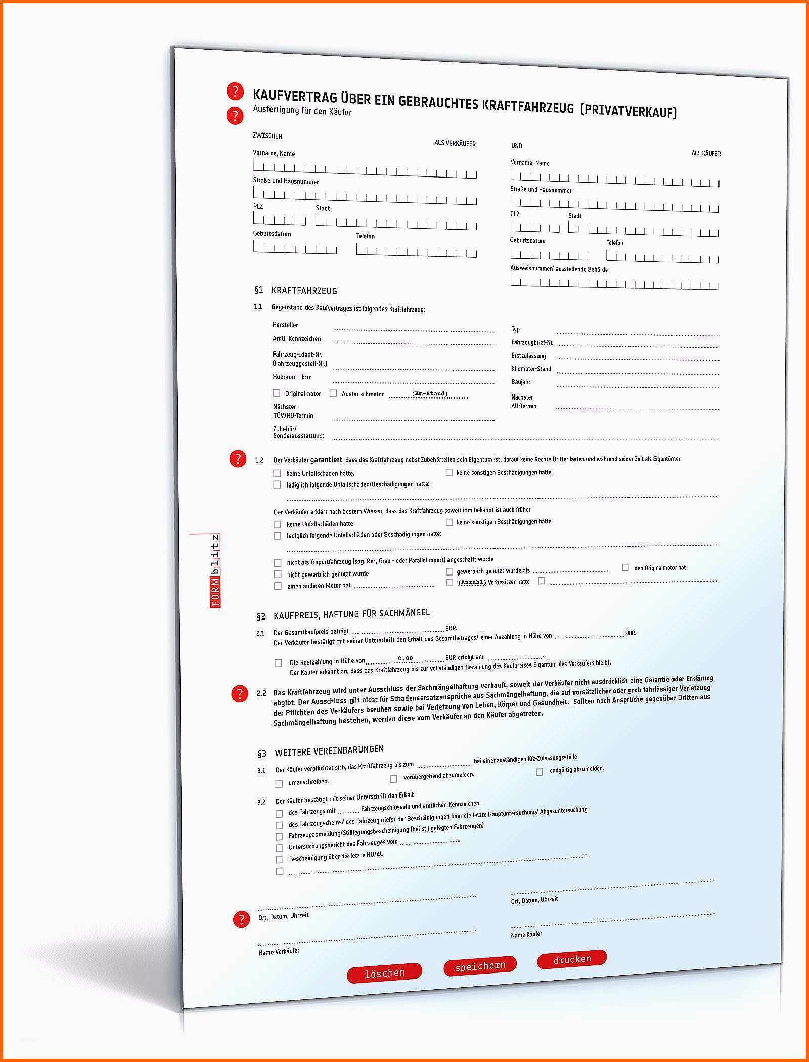 Wundersch Nen Kfz Kaufvertrag Word Vorlage Kostenlos Vorlagen