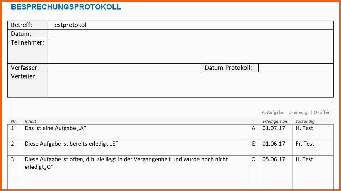 Wunderschönen Protokoll Vorlage Word